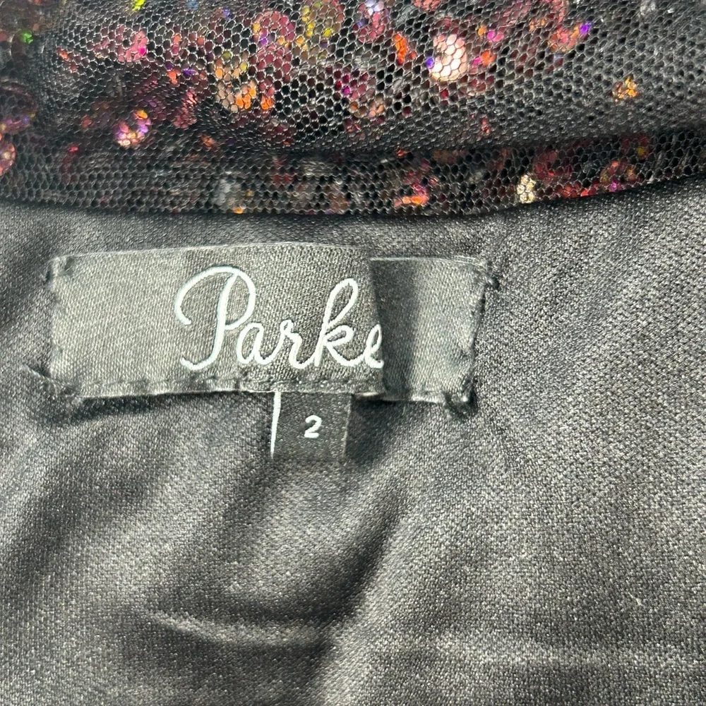 Parker Women’s Burgundy and Black Stretchy Sequin Mini Dress Size 2 new no tags - Picture 12 of 15